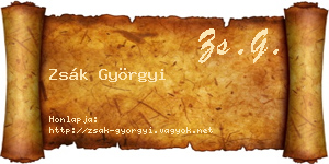 Zsák Györgyi névjegykártya